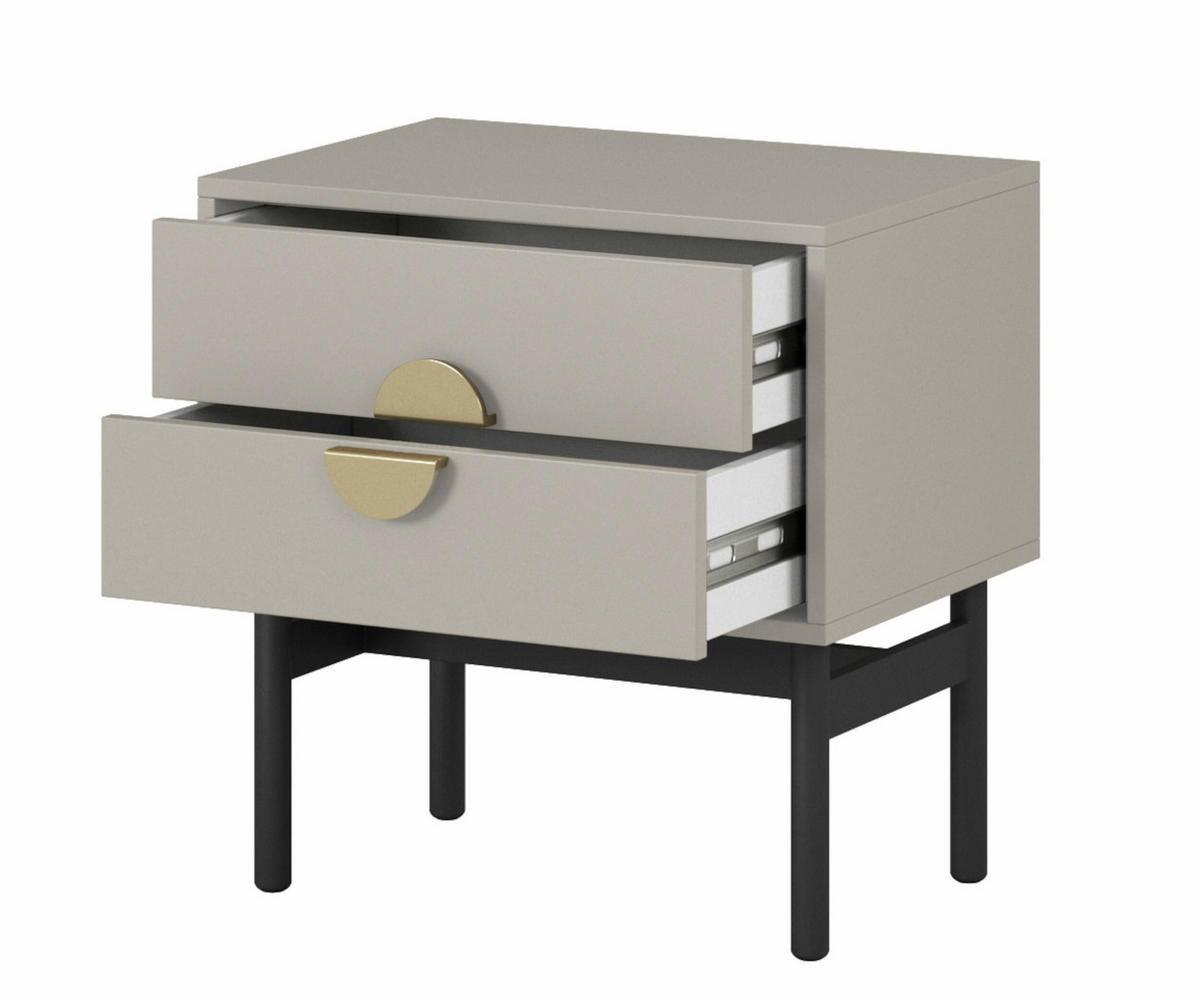 NACHTSCHRANK Stoon Grau-Beige 55 cm - Greige/Goldfarben, Holzwerkstoff/Metall (55/57/38cm) - Selsey