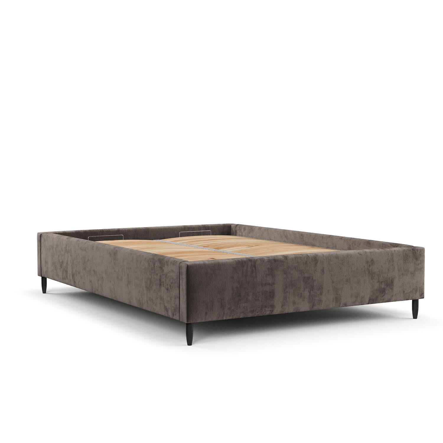 POLSTERBETT Larch Braun 140/200 cm im Chenille-Stoff - Schwarz/Naturfarben, Holz/Holzwerkstoff (140/200cm) - Maison de Reve