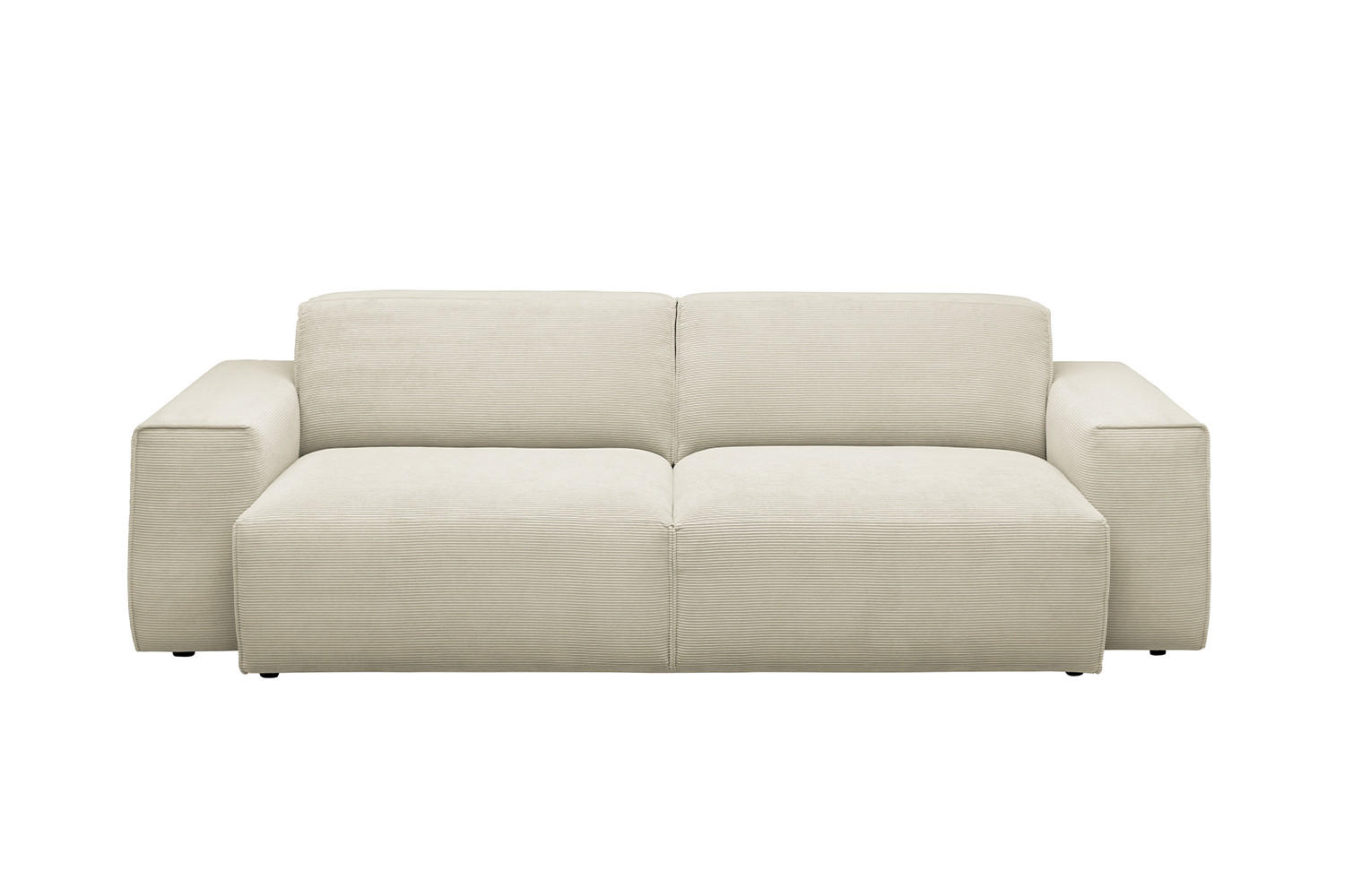 SOFA RANI Beige Cord - Beige/Schwarz, Kunststoff/Textil (256/71/101cm) - KAWOLA