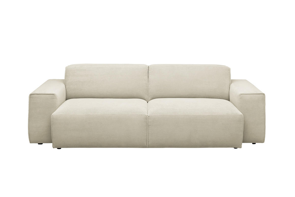 SOFA RANI Beige Cord - Beige/Schwarz, Kunststoff/Textil (256/71/101cm) - KAWOLA