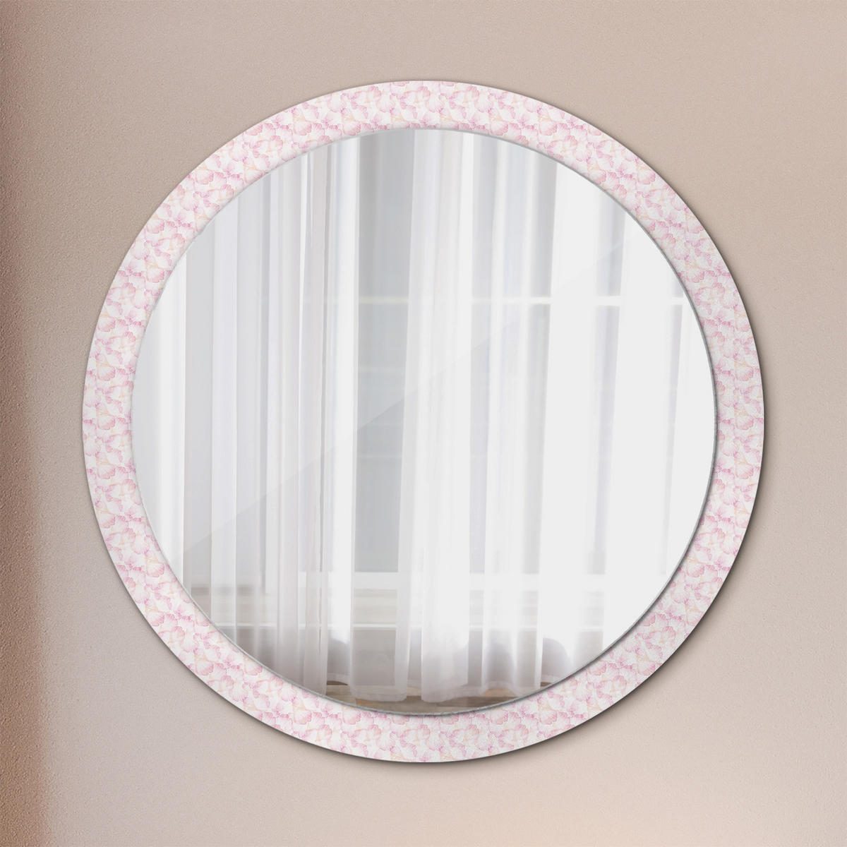 SPIEGEL Rund Ø 100 cm mit Aufdruck - Pink, Glas (100/100/0.4cm) - Wallfluent