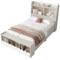 KINDERBETT 90/200 cm aus Massivholz und MDF mit Schubladen, Regal und Sitzbank Weiß/Eichefarben - Weiß, Holzwerkstoff (90/200cm) - Modenvie