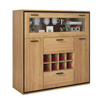 SIDEBOARD mit Weinregal 110 x 38 x 111 cm Holzoptik Schwarz - Braun, Holzwerkstoff (110/111/38cm) - Meubliv
