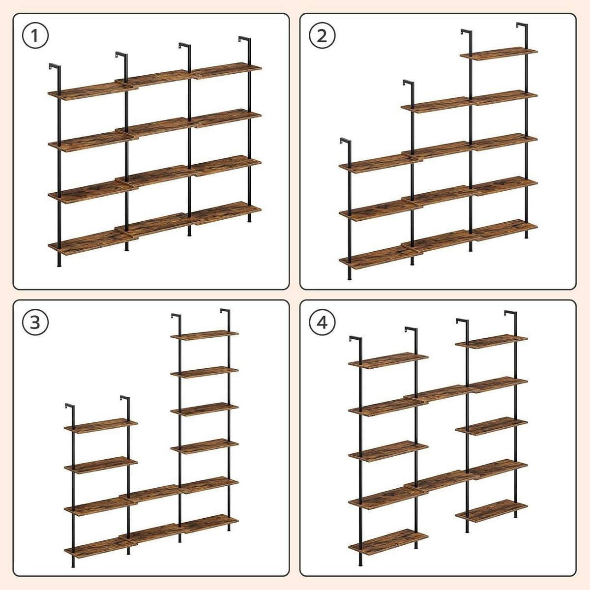 BÜCHERREGAL 6-stöckig Dunkelbraun 60 x 200,5 cm - Multicolor, Holzwerkstoff (60/200/24cm)