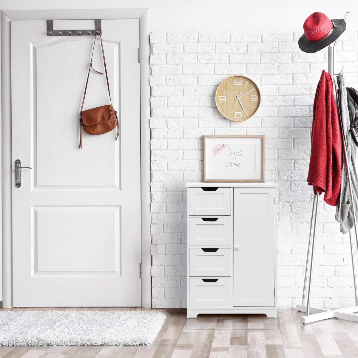 BADEZIMMERSCHRANK Weiß 30/56/82 cm - Weiß, Holzwerkstoff (30/82/56cm) - Mobili Rebecca