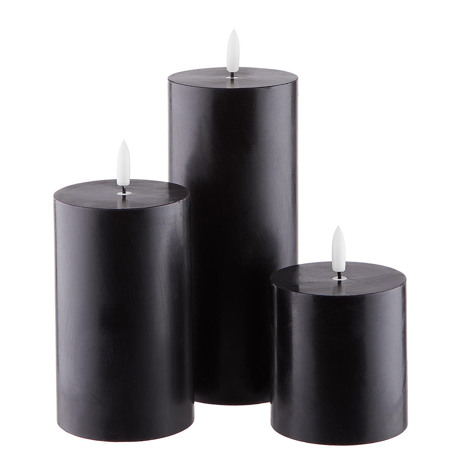 LED-KERZEN (3er Set) Nordic Light - Schwarz, Paraffin (8/8/18cm) - Butlers