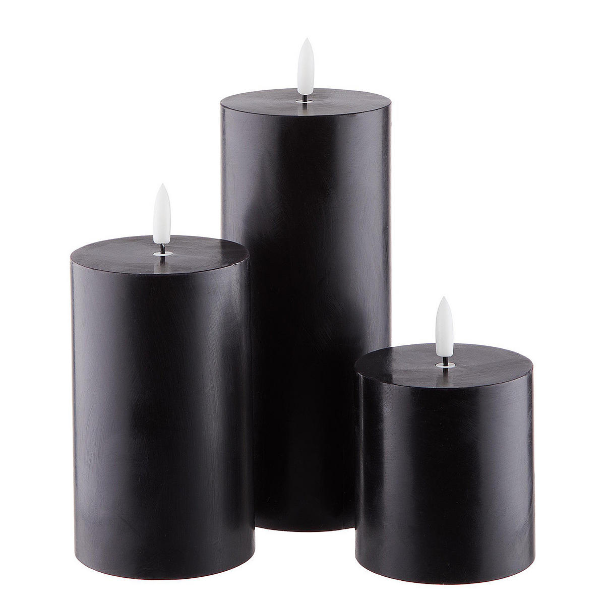 LED-KERZEN (3er Set) Nordic Light - Schwarz, Paraffin (8/8/18cm) - Butlers