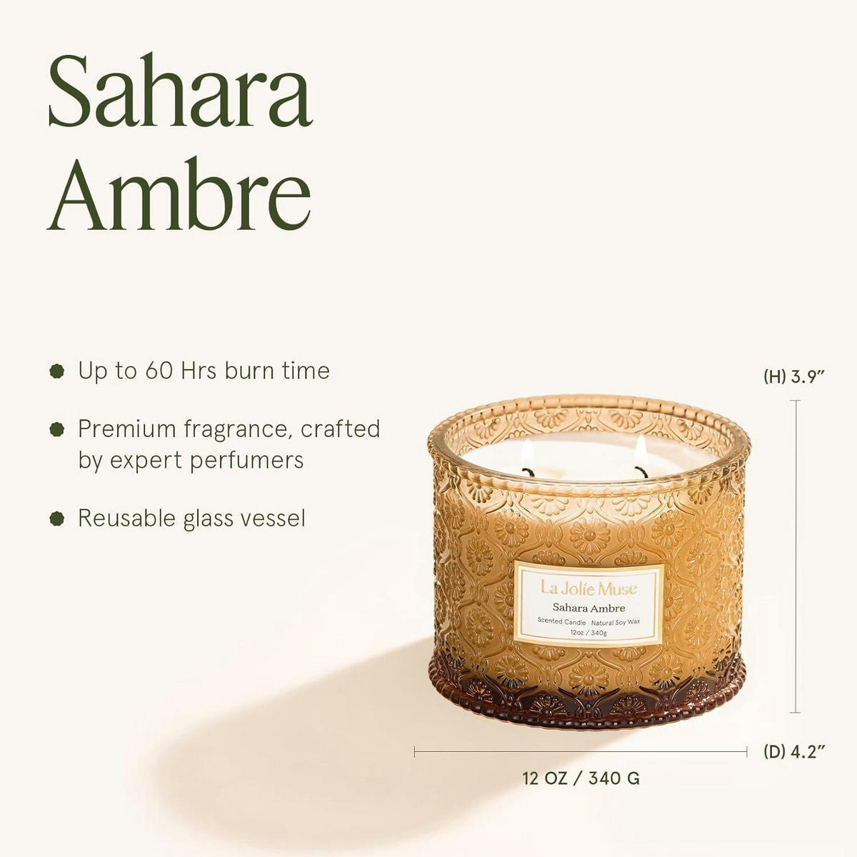 DUFTKERZE Sahara Ambre 2-Docht Soja 340 g - Bronzefarben, Glas (4cm)