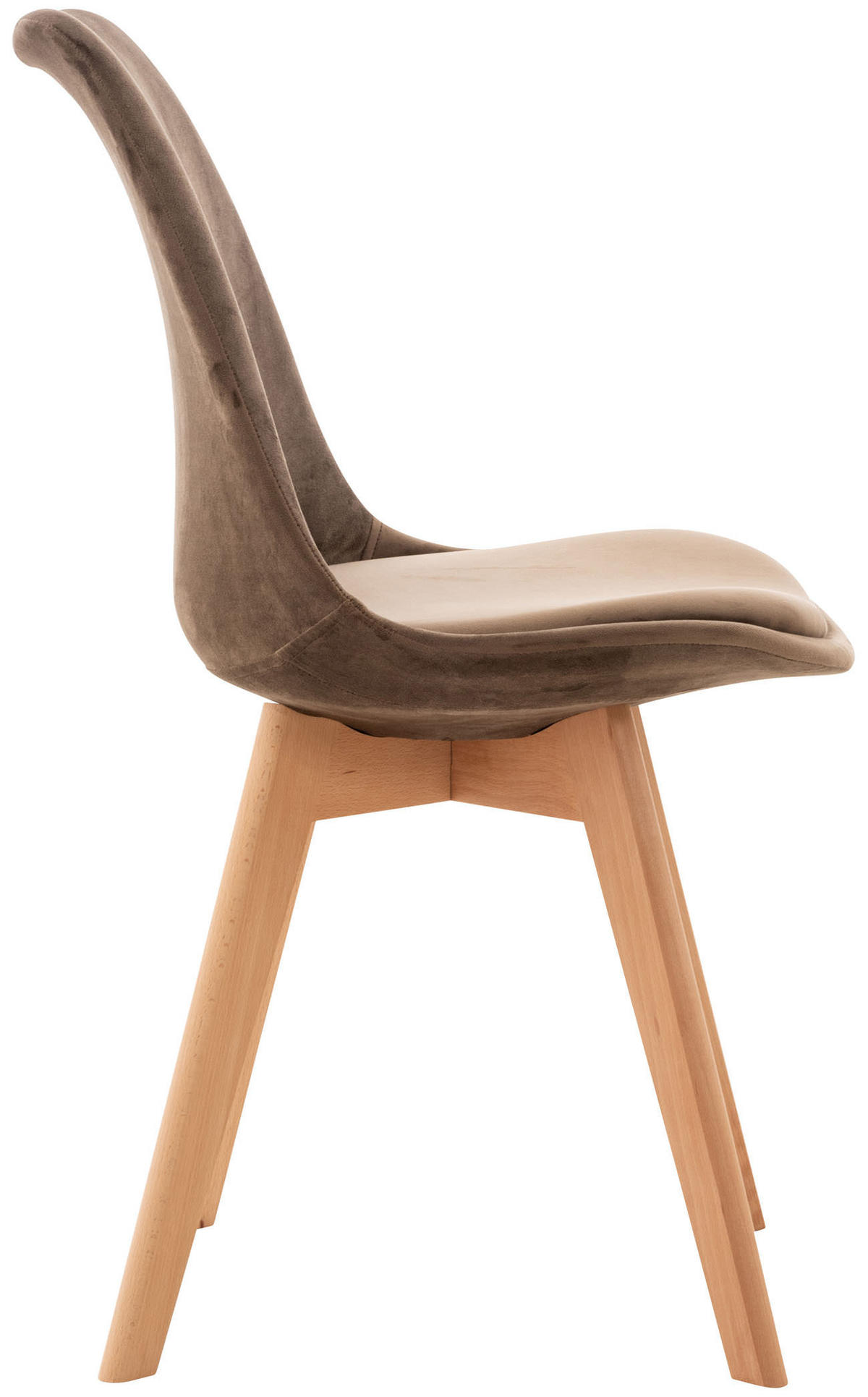 STUHL 4er Set Samt dunkelbraun - Eukalyptusholzfarben/Dunkelbraun, Holz/Textil (49/83/50cm) - CLP