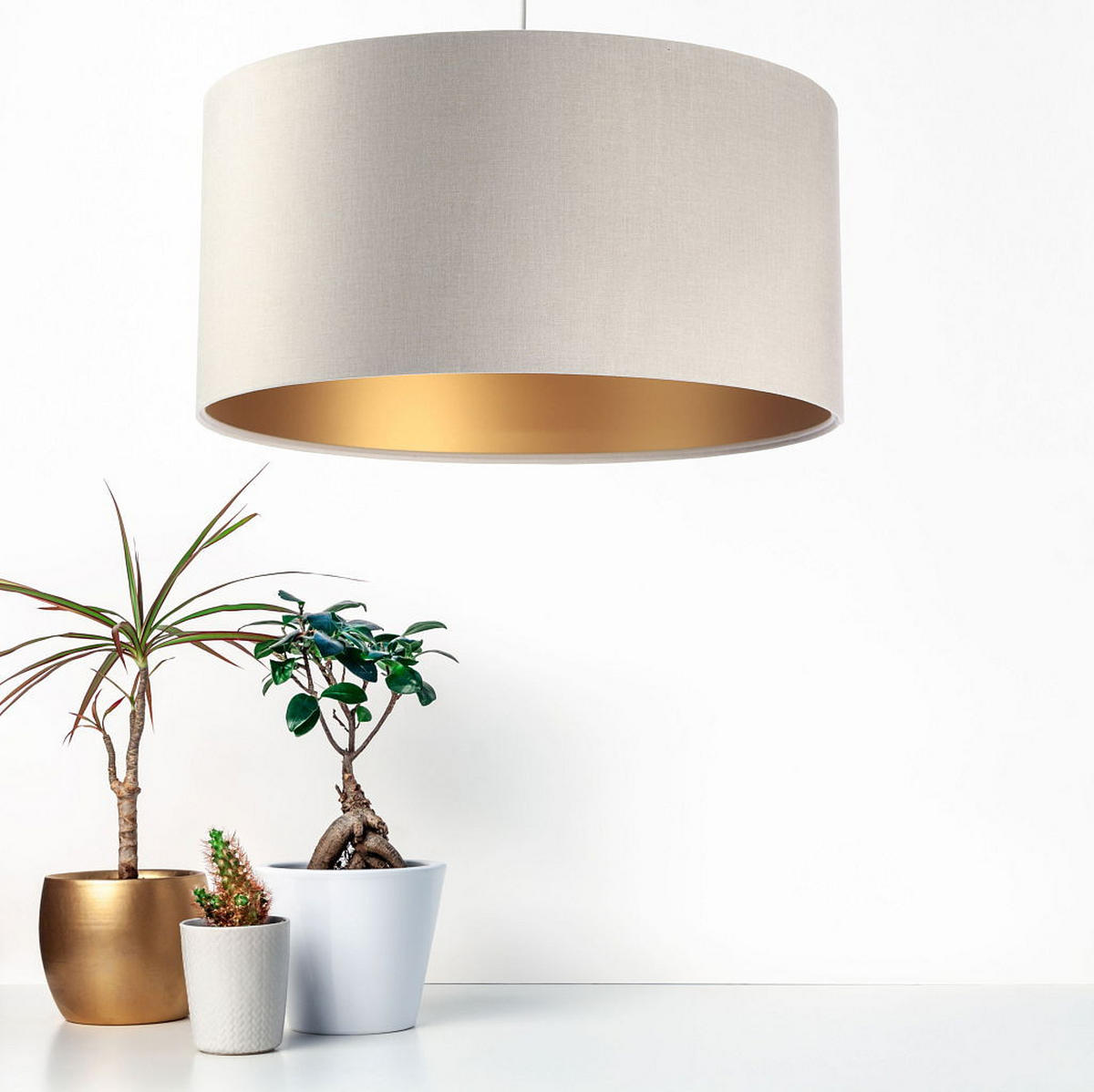 HÄNGELEUCHTE Gold 60/30 cm - Beige/Goldfarben, Kunststoff (60/1.1/30cm) - ONZENO