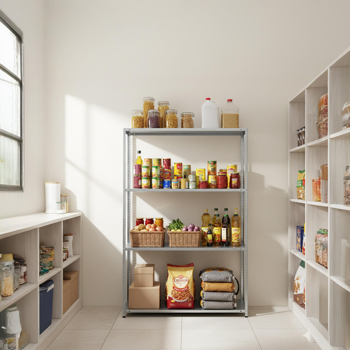 LAGERREGAL - Silberfarben, Kunststoff/Metall (90/180/40cm) - Relaxdays