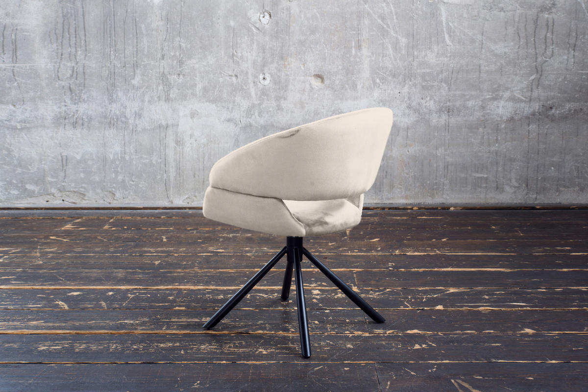 ESSZIMMERSTUHL LARA Cremeweiß Velvet - Creme/Schwarz, Kunststoff/Textil (61/82/62cm) - KAWOLA