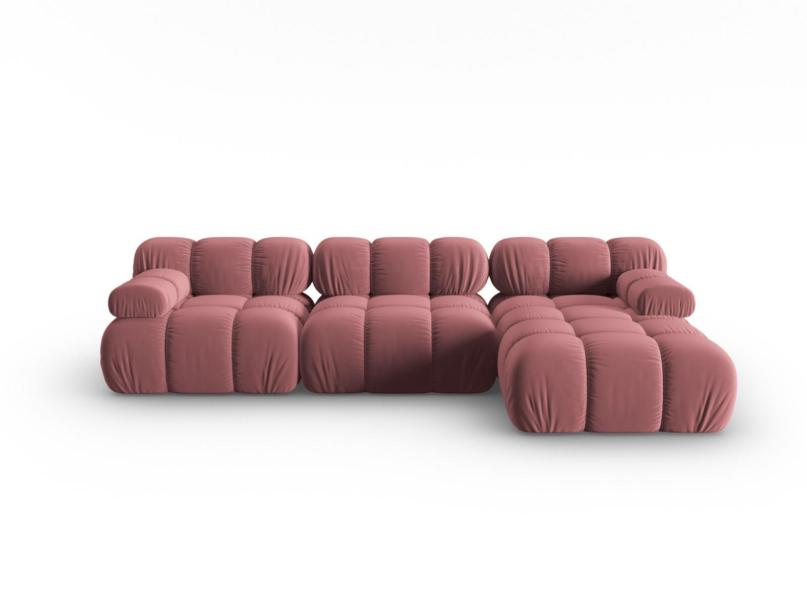 MODULARES-ECKSOFA rechts Bellis aus Samt rosa 4 Sitzplätze - Pink, Textil (122/285cm) - Micadoni