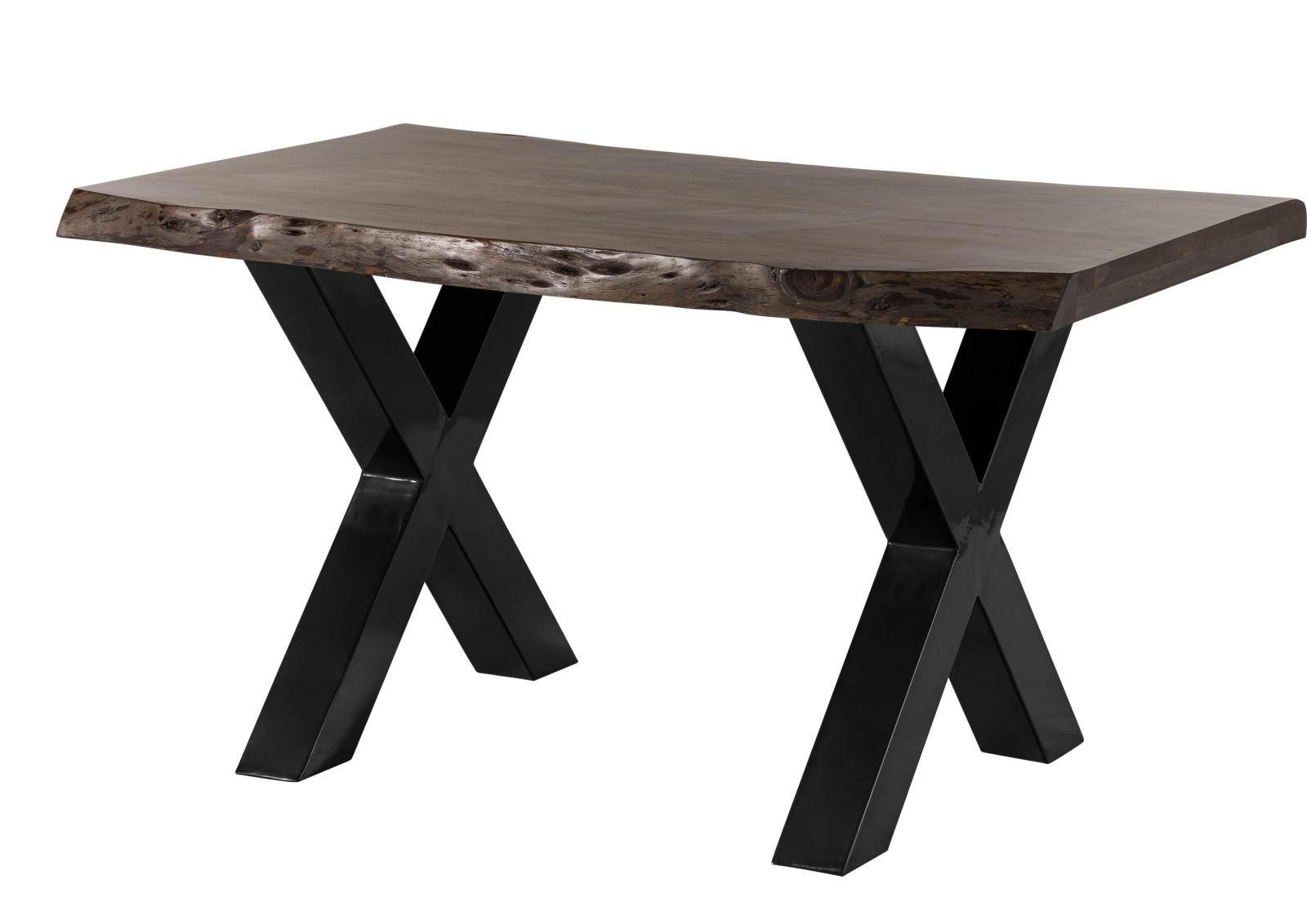 BAUMTISCH Akazie 160x90x77 grau lackiert / X-Beine anthrazit glänzend FREEFORM 5 - Grau, Holz (90/160/77cm) - Massivmoebel24