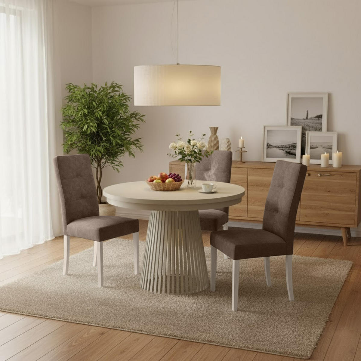 STUHL Solis mit kaschmirfarbenen Holzbeinen, Polsterstuhl, Braun - Kaschmir/Braun, Holz (45/100/42cm) - Beautysofa