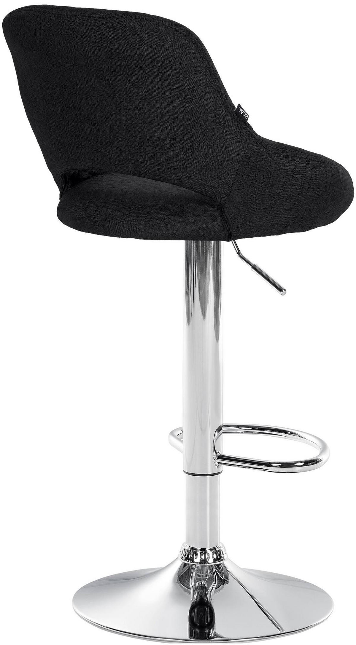 BARHOCKER Stoff schwarz - Chromfarben/Schwarz, Textil/Metall (46.5/85/48cm) - CLP