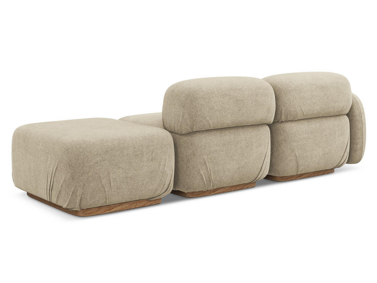 3-SITZER SOFA Rechts Bouclé Stoff Beige - Beige/Braun, Holz/Textil (258/73/95cm) - Makamii