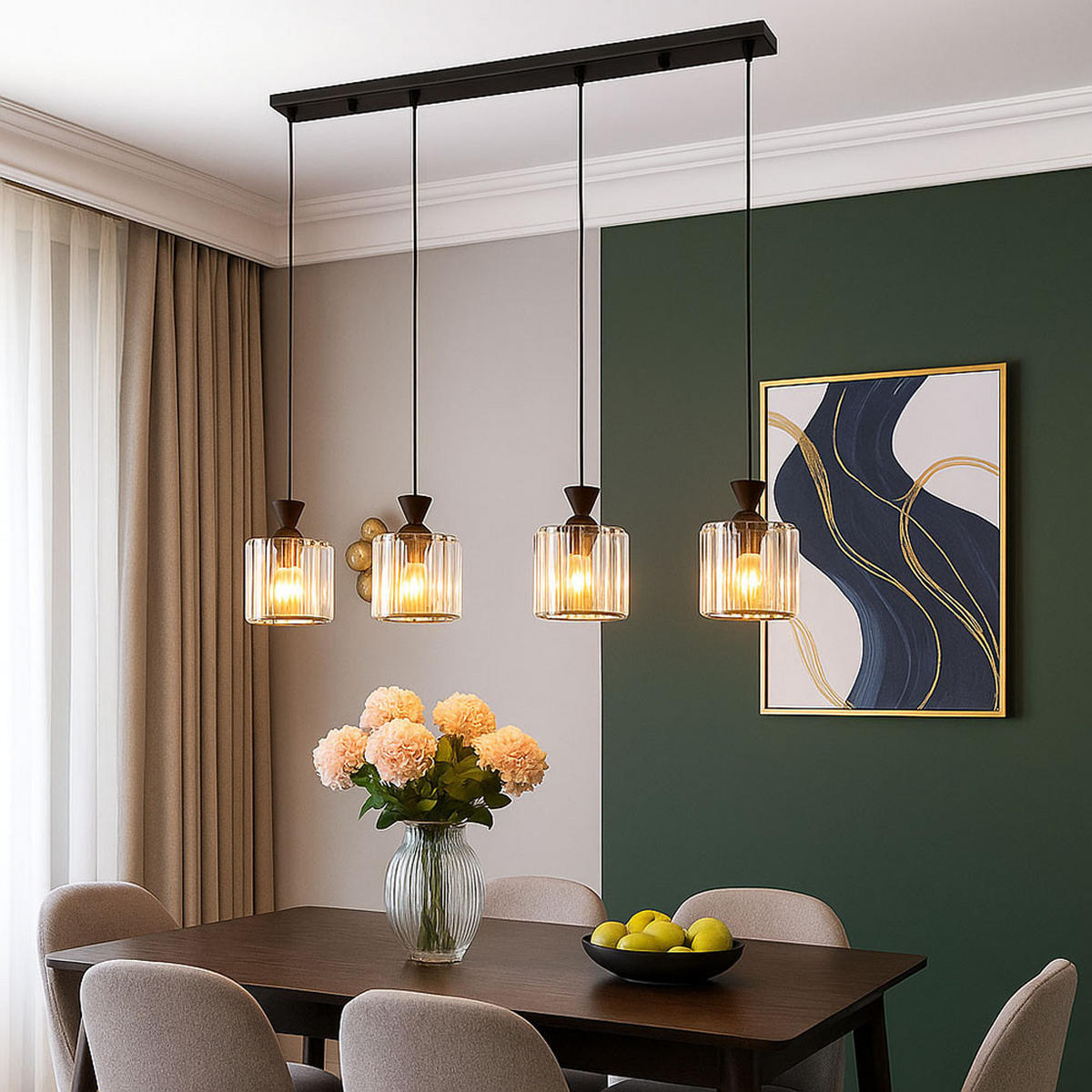 HÄNGELEUCHTE Kristall Klar Schwarz - Schwarz, Metall (86/13/120cm) - Globo Lighting