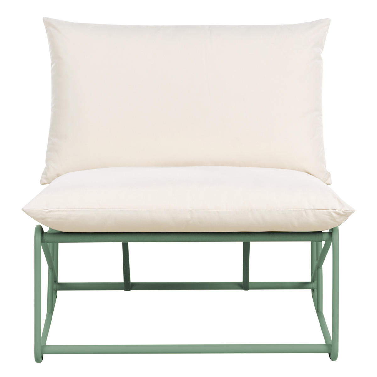 GARTENSTUHL Hellbeige Pico - Beige/Grün, Metall (80/88/88cm) - Beliani