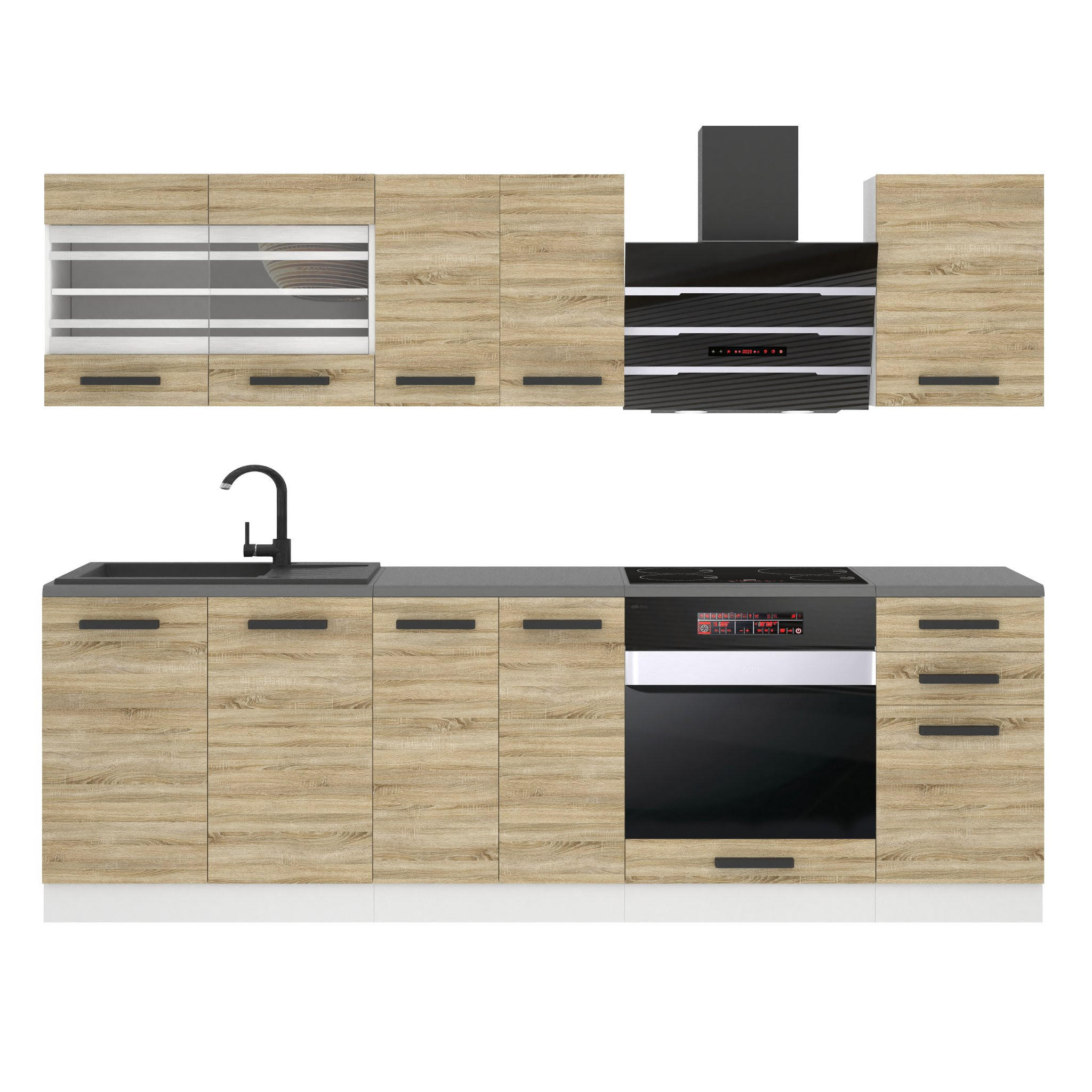 B BELINI GROUP KUCHYŇSKÁ LINKA Margaret 240 cm, s pracovními deskami, Dub Sonoma