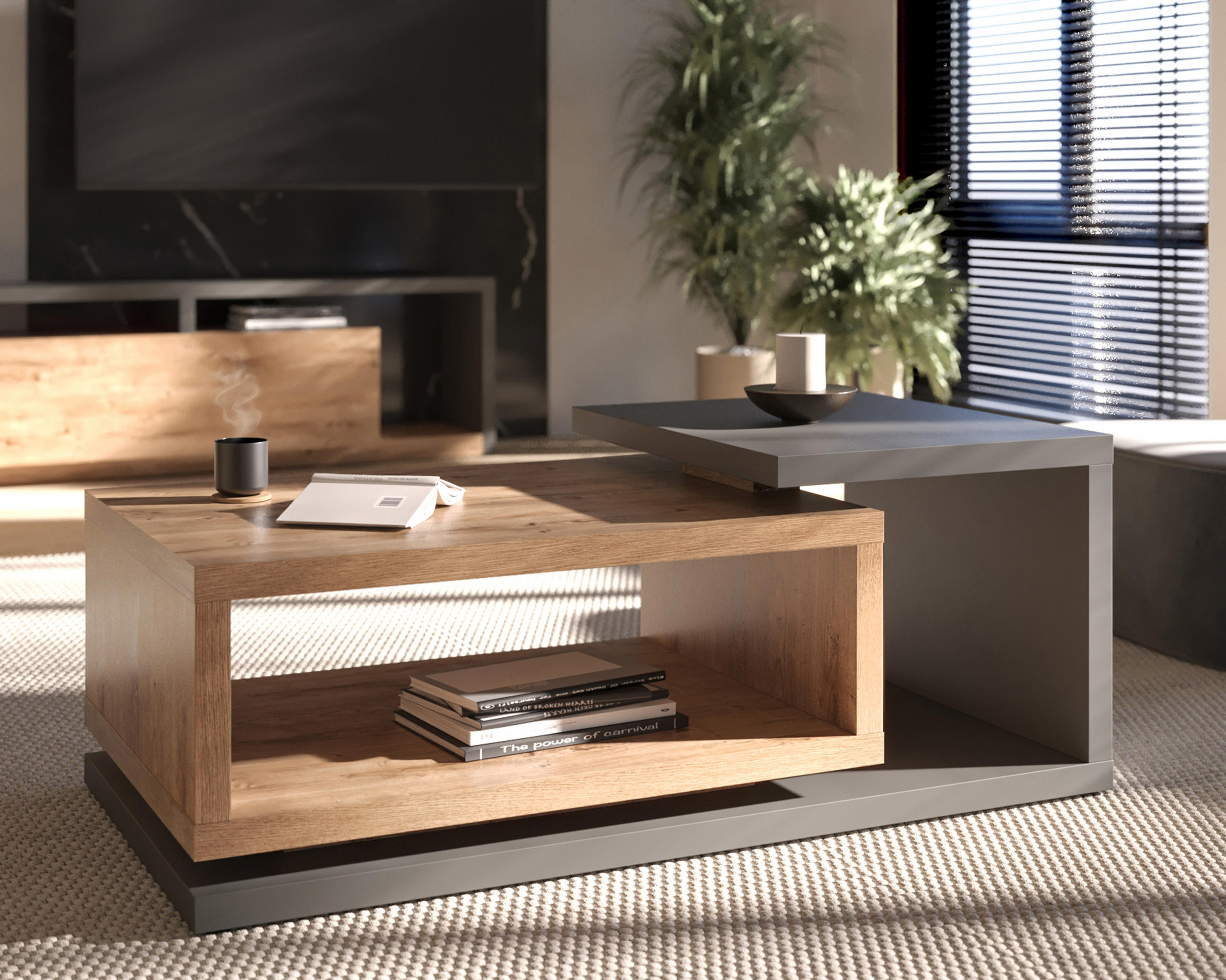 COUCHTISCH BOTTEGA 120/40/60 cm Anthrazit - Anthrazit, Holzwerkstoff (60/120/40cm) - MASSENO