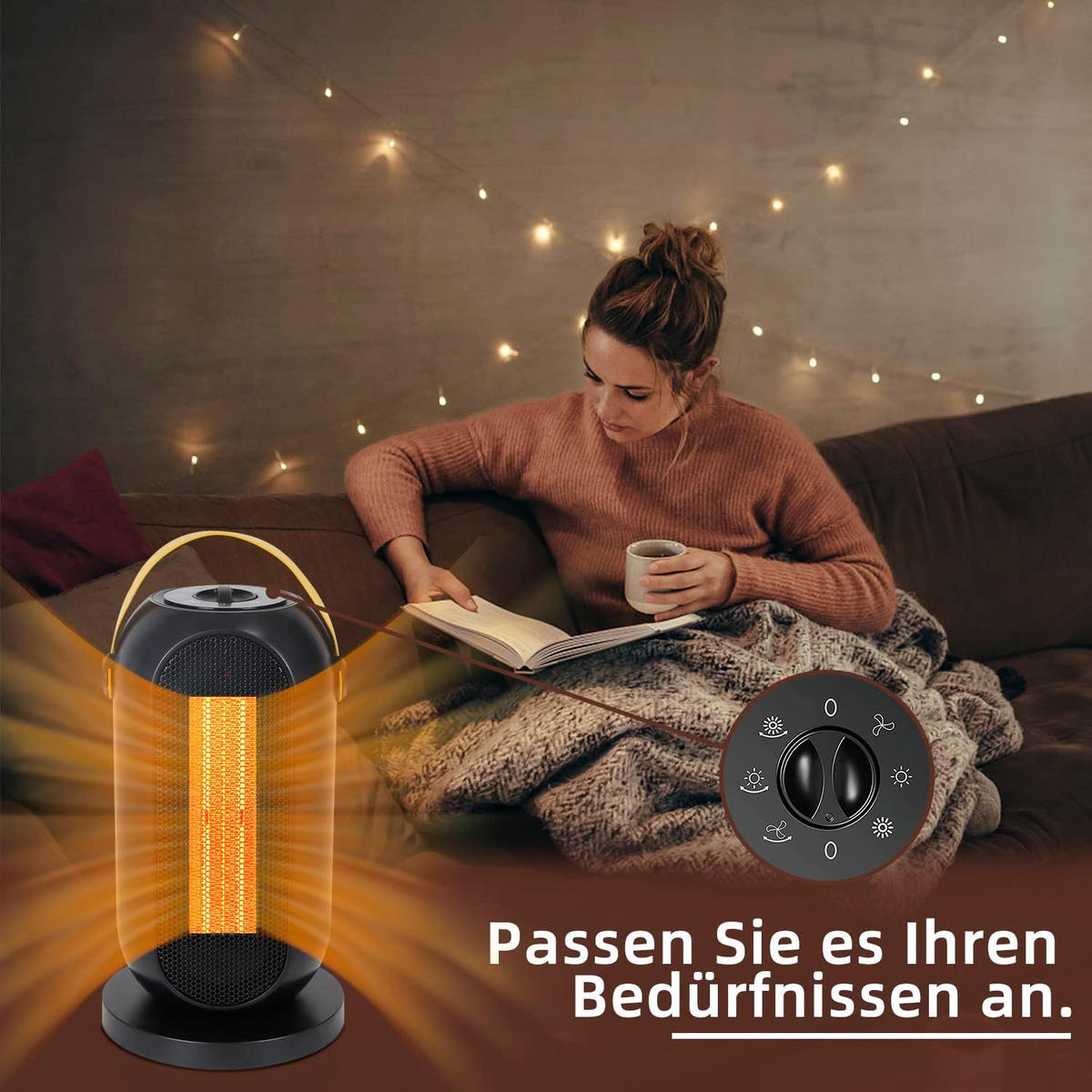 HEIZUNGSLÜFTER Nyxalorp 16.0/24.0/16.0 cm - Schwarz, Kunststoff (16/24/16cm) - ZMH