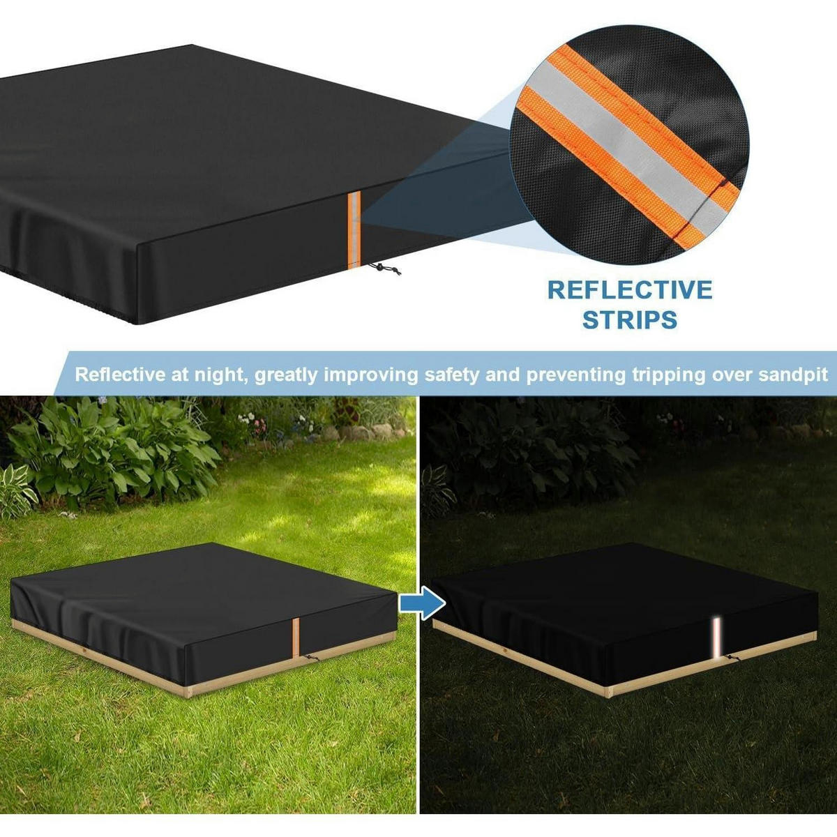 SANDKASTENPLANE 185 x 185 x 20 cm - Schwarz, Textil (1/1/1cm)