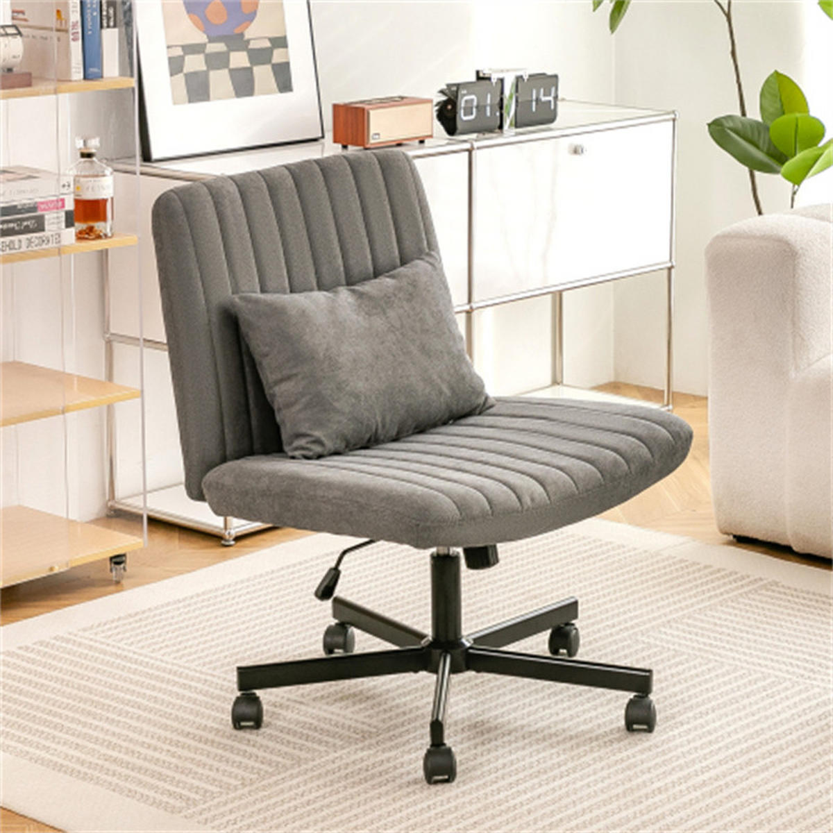 DREHSTUHL Ergonomisch Dunkelgrau, Metall & Stoff, höhenverstellbar, drehbar & rollbar, 67 x 62 x 93 cm - Grau, Kunststoff (25.2/33/21.5cm) - Albatros