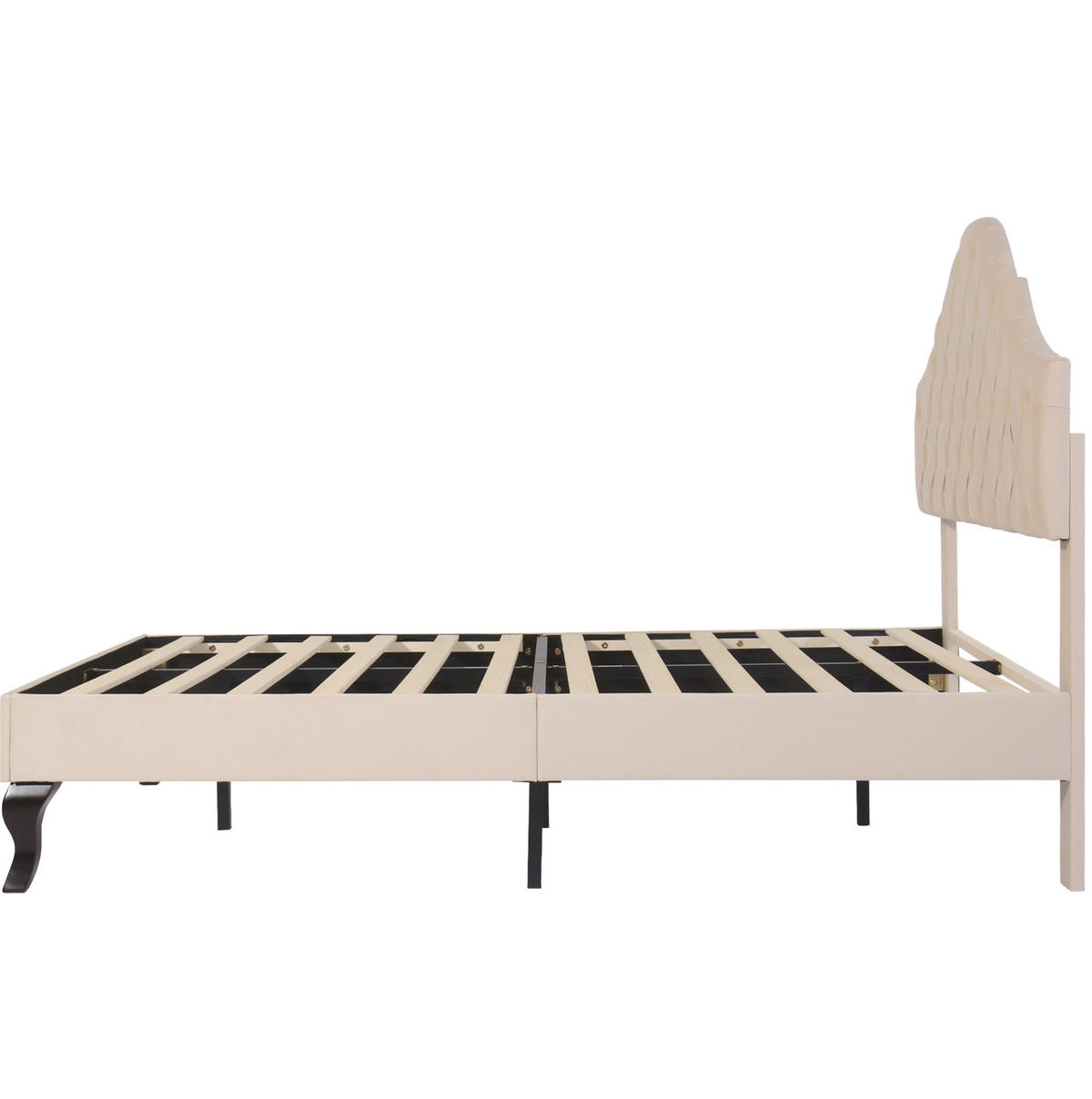 POLSTERBETT mit Lattenrost 140x190 cm Samt Off White - Beige, Holz (140/190cm) - Meubliv