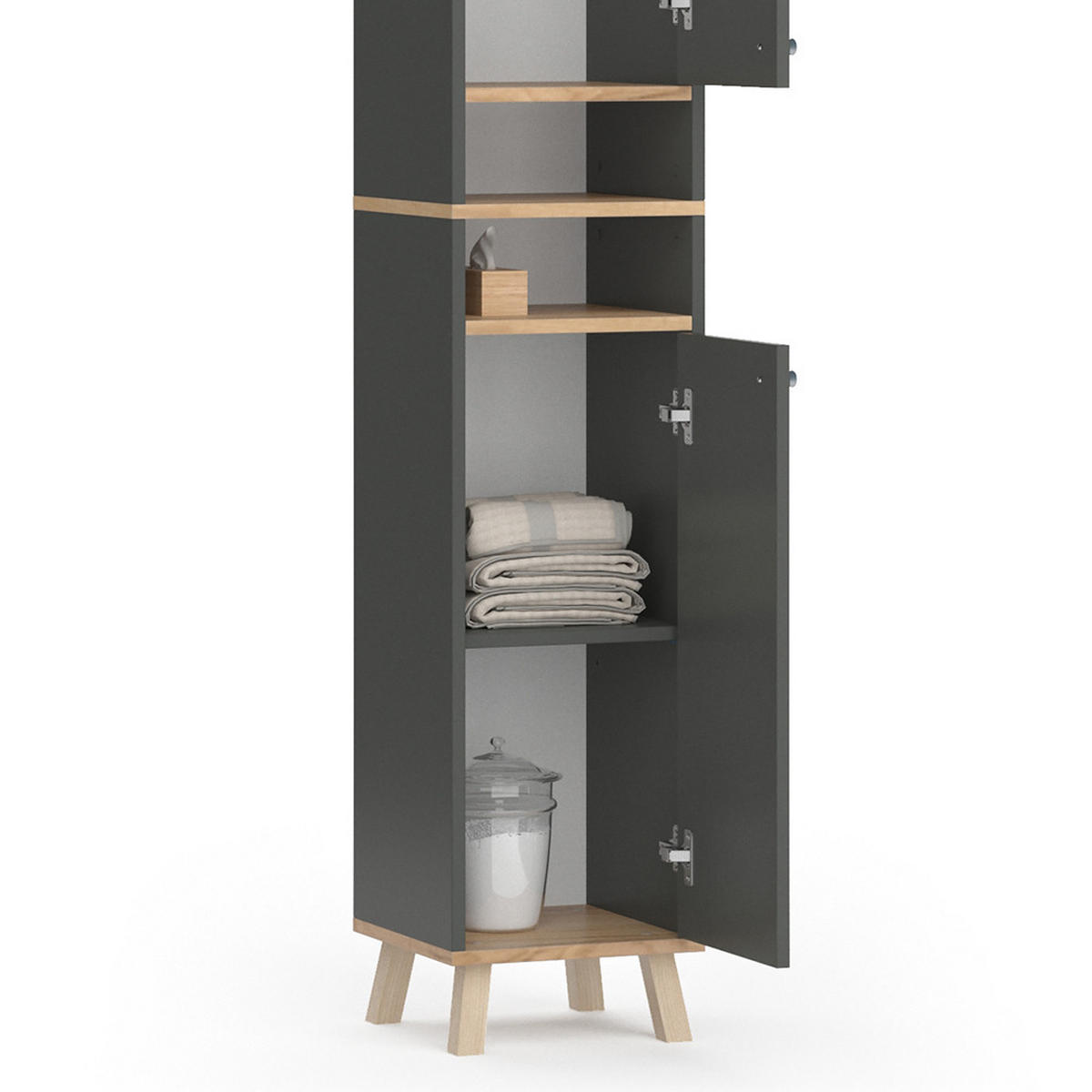BADSCHRANK Senyo Anthrazit 30 x 174 cm - Anthrazit, Holzwerkstoff (30/174/30cm) - Vicco