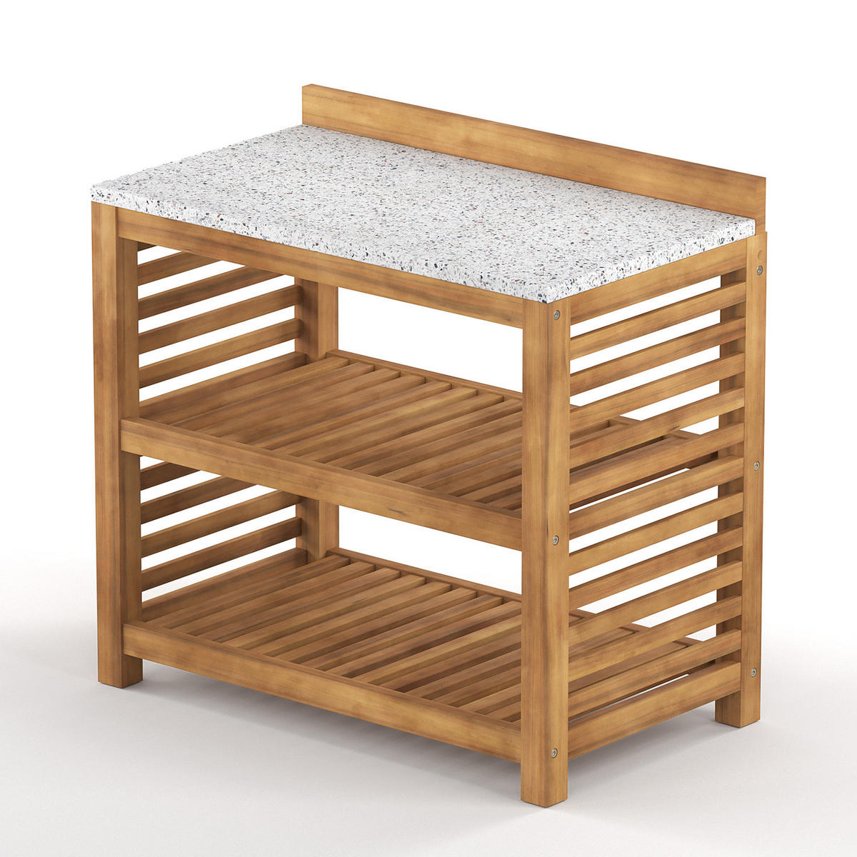 GARTENKÜCHENREGAL - Akazie massiv - Beige - Beige, Holz (90/86/52cm) - home24