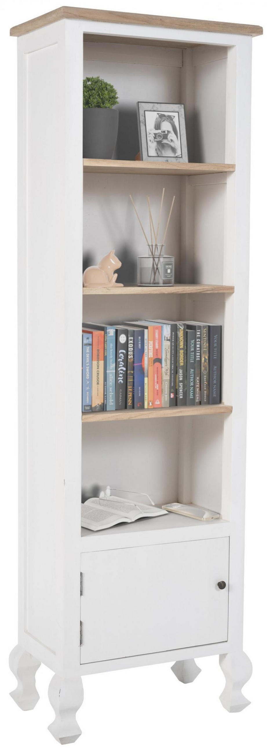 BÜCHERREGAL Holz Natura/Weiß - Eukalyptusholzfarben/Weiß, Holz (59/190/35cm) - CLP