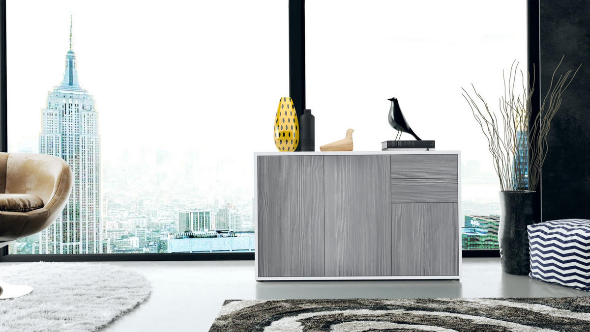 KOMMODE Ben Front in Avola-Anthrazit - Anthrazit, Holzwerkstoff (117/74/36cm) - Vladon