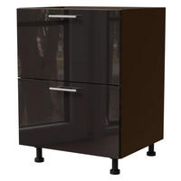 SCHUBLADENUNTERSCHRANK Essen D2A/60/1A Schwarz Hochglanz / Lava Matt 60 / 50 / 82cm - Schwarz Hochglanz/Dunkelgrau, Holz/Holzwerkstoff (60/82/50cm) - Feldmann-Wohnen