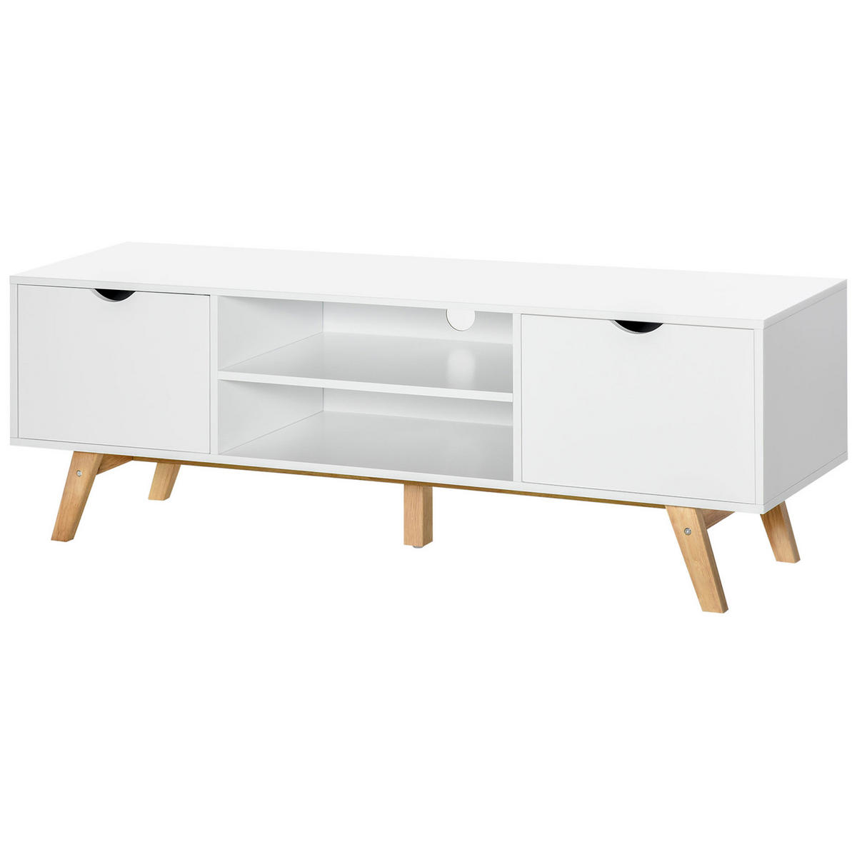 TV-LOWBOARD Weiß 150/39/50 cm, 2 Türen, Skandinavischer Stil - Weiß, Holzwerkstoff (150/50/39cm) - PANGIVO