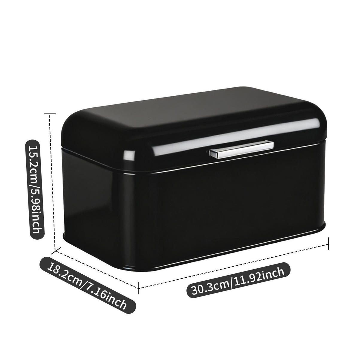 BROTKASTEN 30.3/18.2/15.2 cm Schwarz - Schwarz, Metall (18.2/15.2/30.3cm) - Authentics