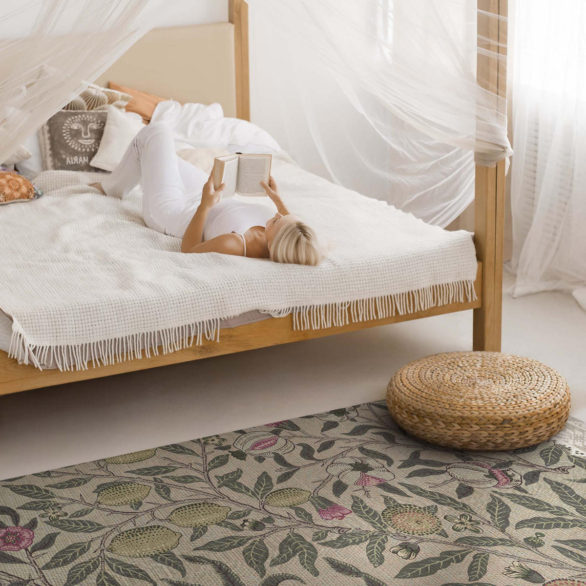 TEPPICH 100x150 cm Früchte nach William Morris - Eichefarben, Kunststoff (100/150cm) - Wallfluent