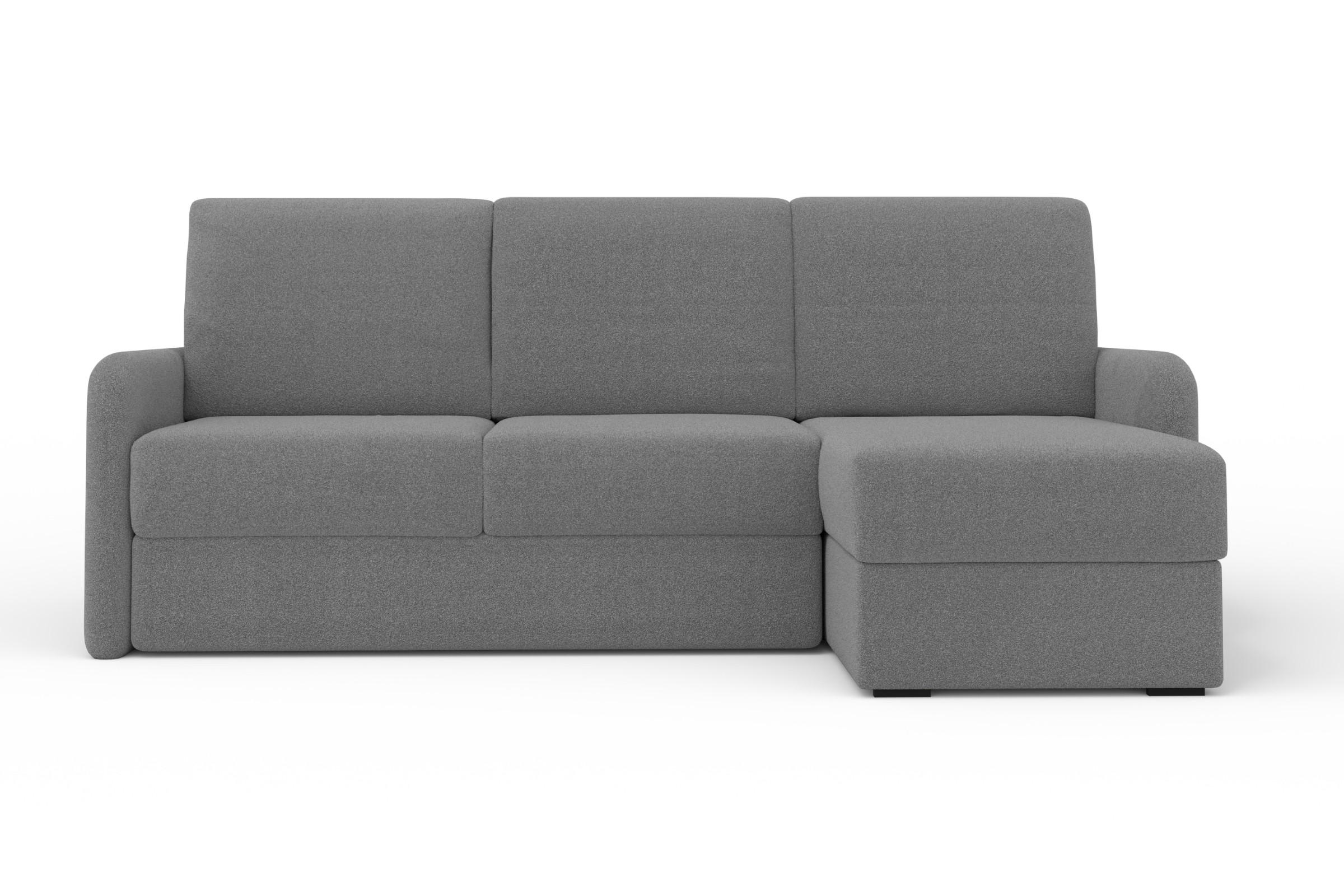 ECKSOFA BIANCO 215 cm breit in Boucle Grau rechts - Grau, Holzwerkstoff/Textil (215/145cm) - Deine Möbel 24