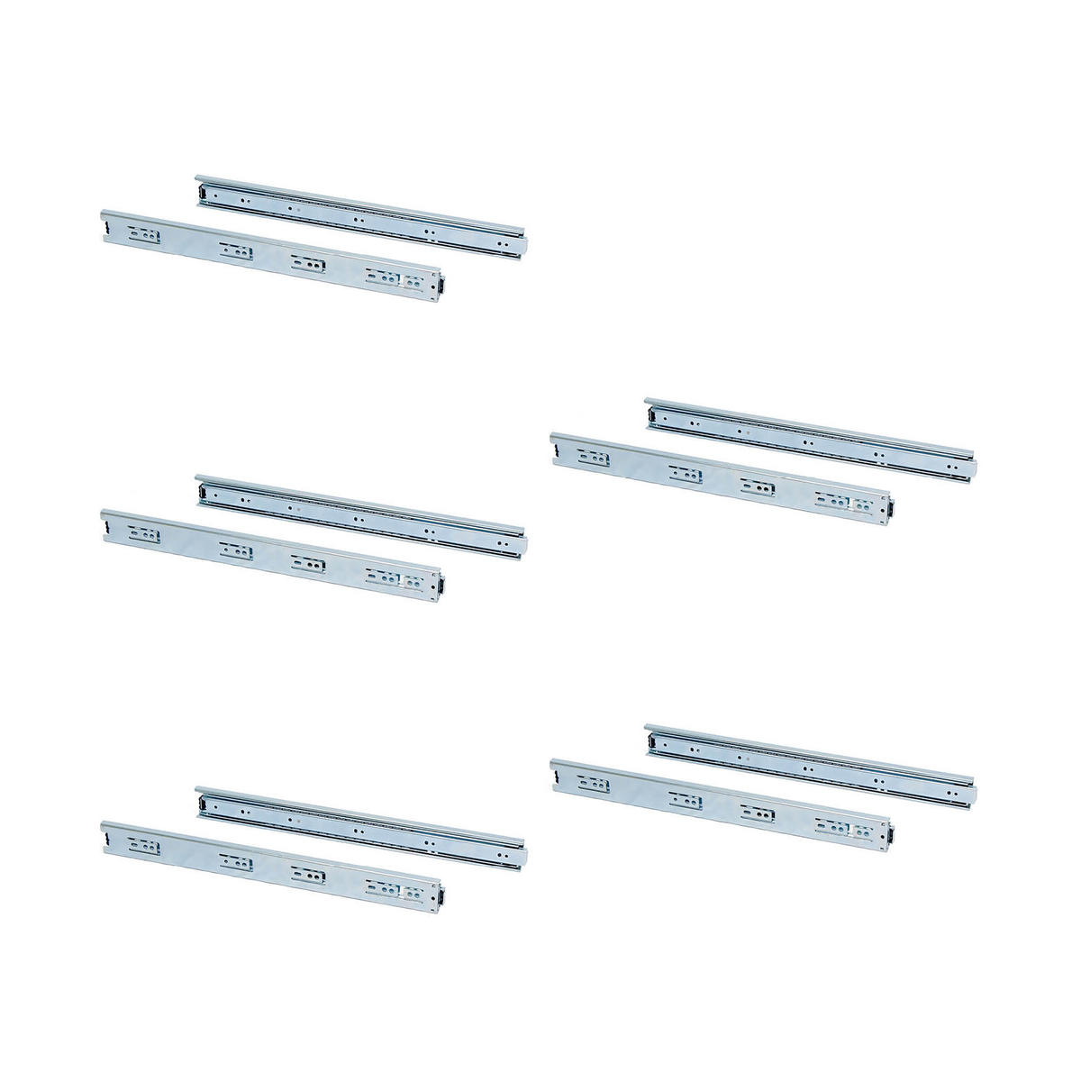 KUGELFÜHRUNGEN Höhe 45mm, Tiefe 450mm, Vollauszug, verzinkt 5er-set - Zinkfarben, Metall (13/6/50cm) - EMUCA