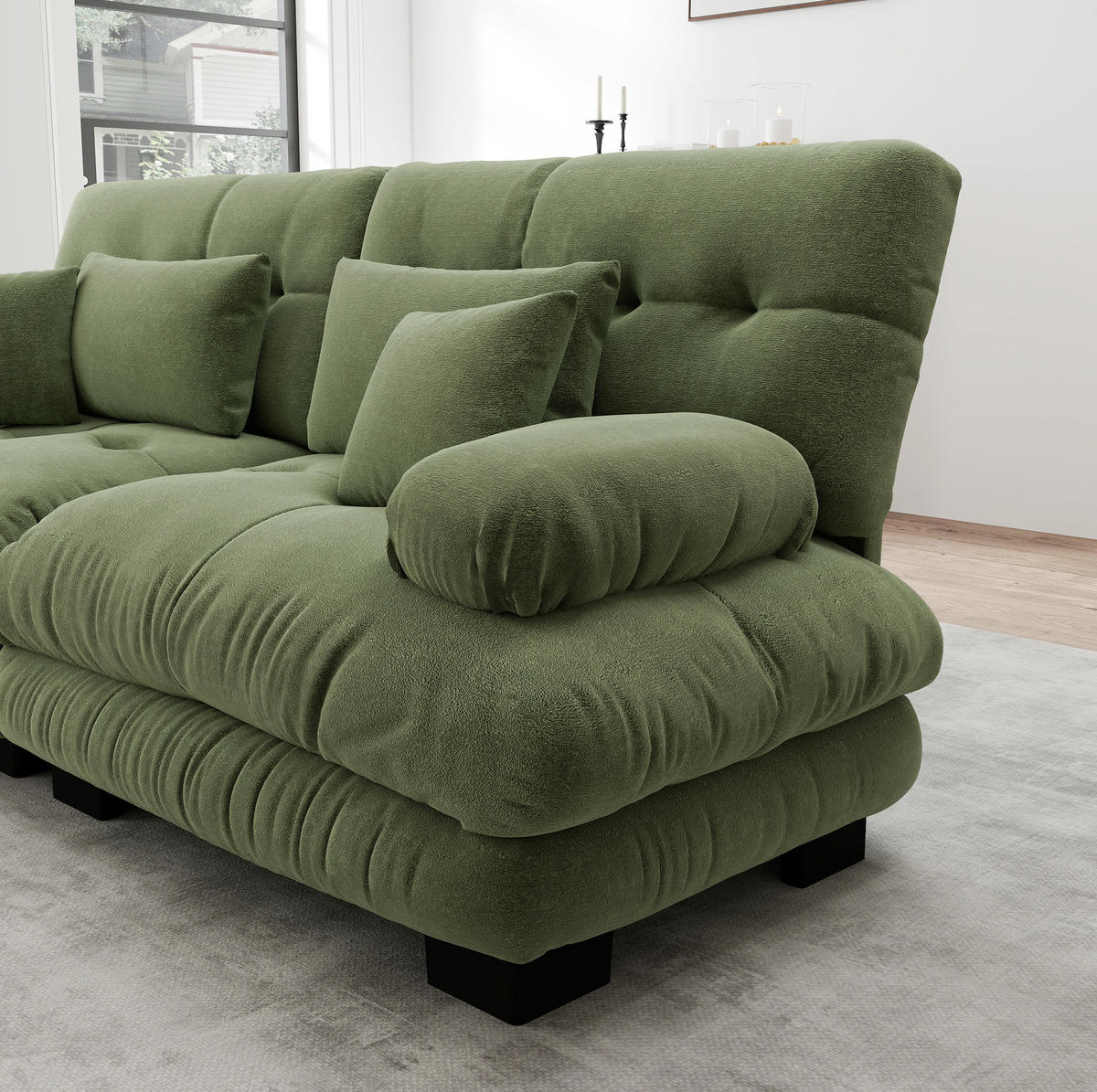 ROHOVÁ sedačka zo ženilky zelená, 313/145 cm - zelená, textil (145/313cm) - Flora Grace