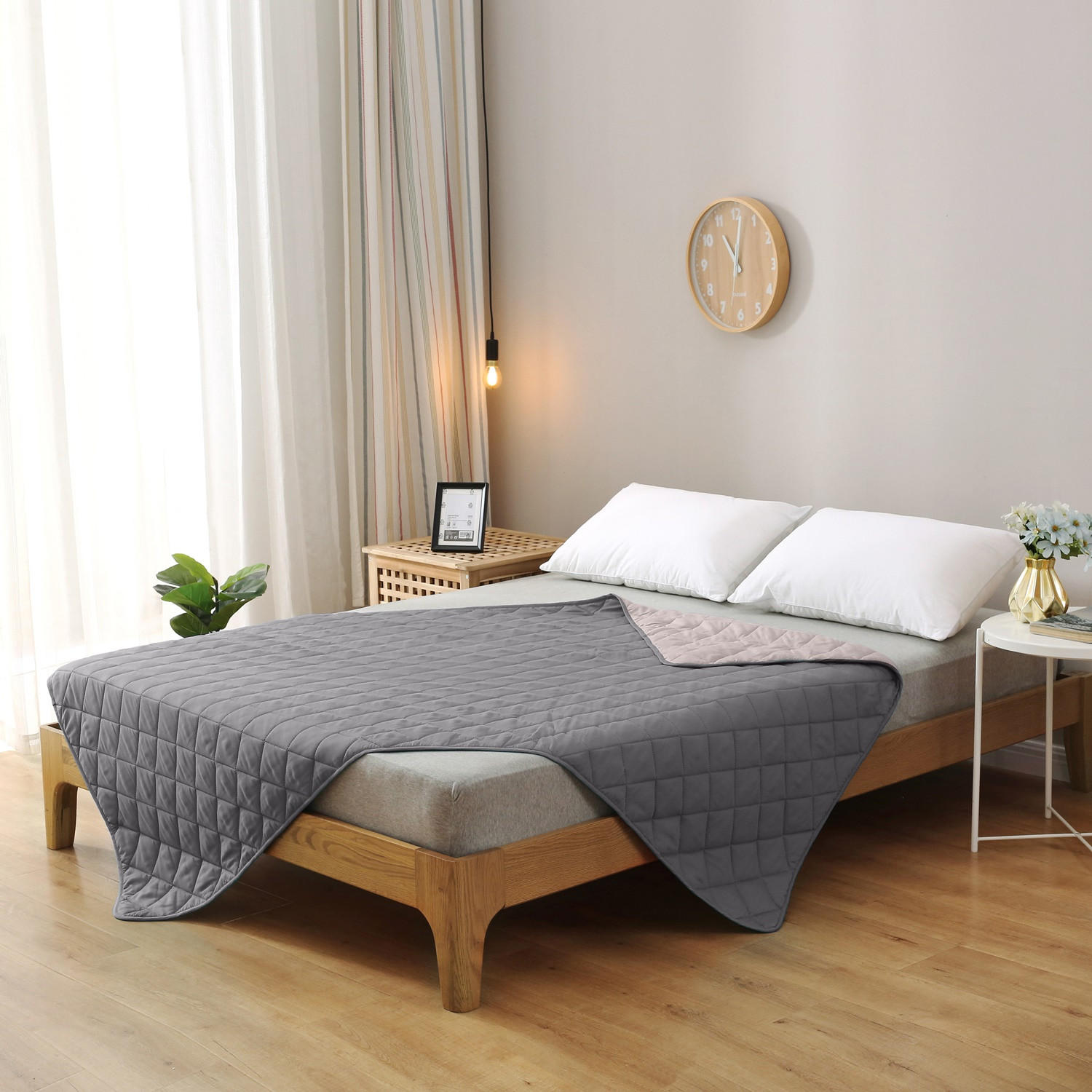 SOMMERBETT Camping grau 200/200 cm Steppbett im Wende-Design Duo-Color - Grau, Textil (200/200cm) - wometo