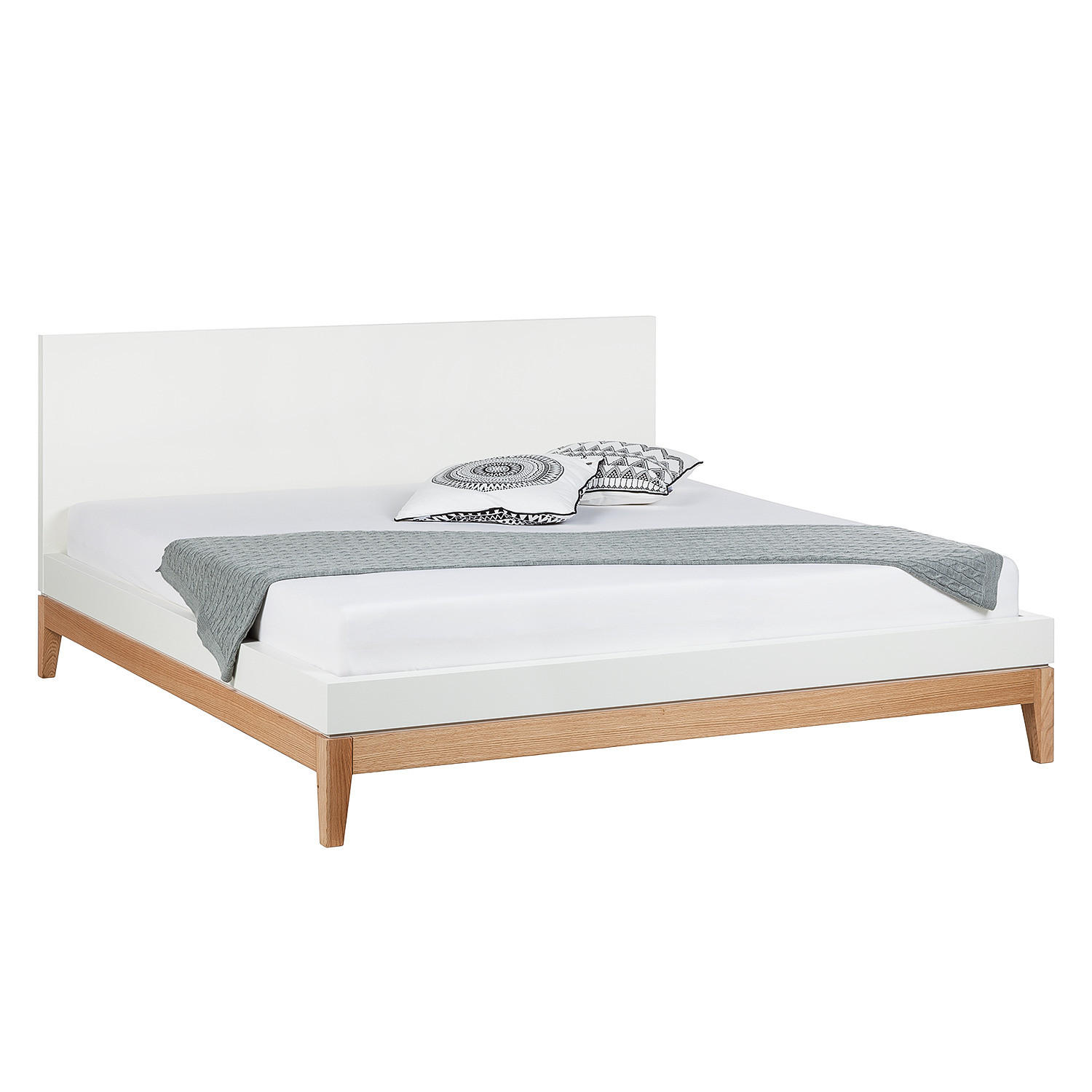 BETT - Höhe 96 cm - Beige/Weiß, Holzwerkstoff (180/200cm) - home24