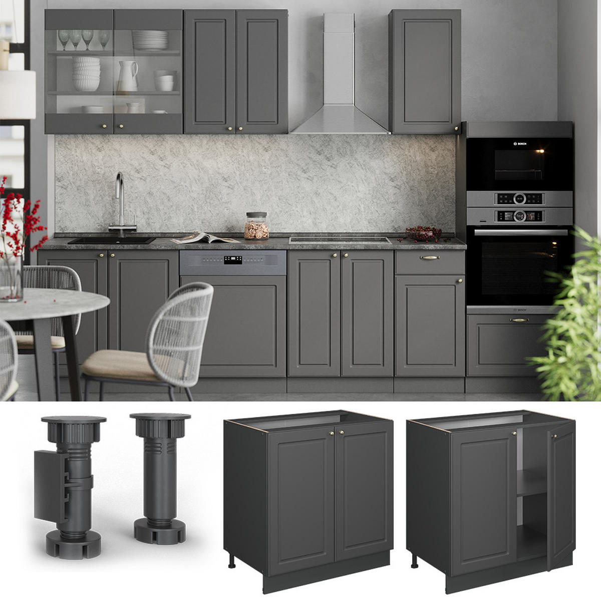 Anthrazit, Holzwerkstoff (80/82/60cm) - Vicco