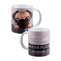 KAFFEEBECHER Bastian Bielendorfer Mops Otto! Erst klaut er dein Herz Weiß 320 ml - Weiß, Keramik (0.32L) - United Labels