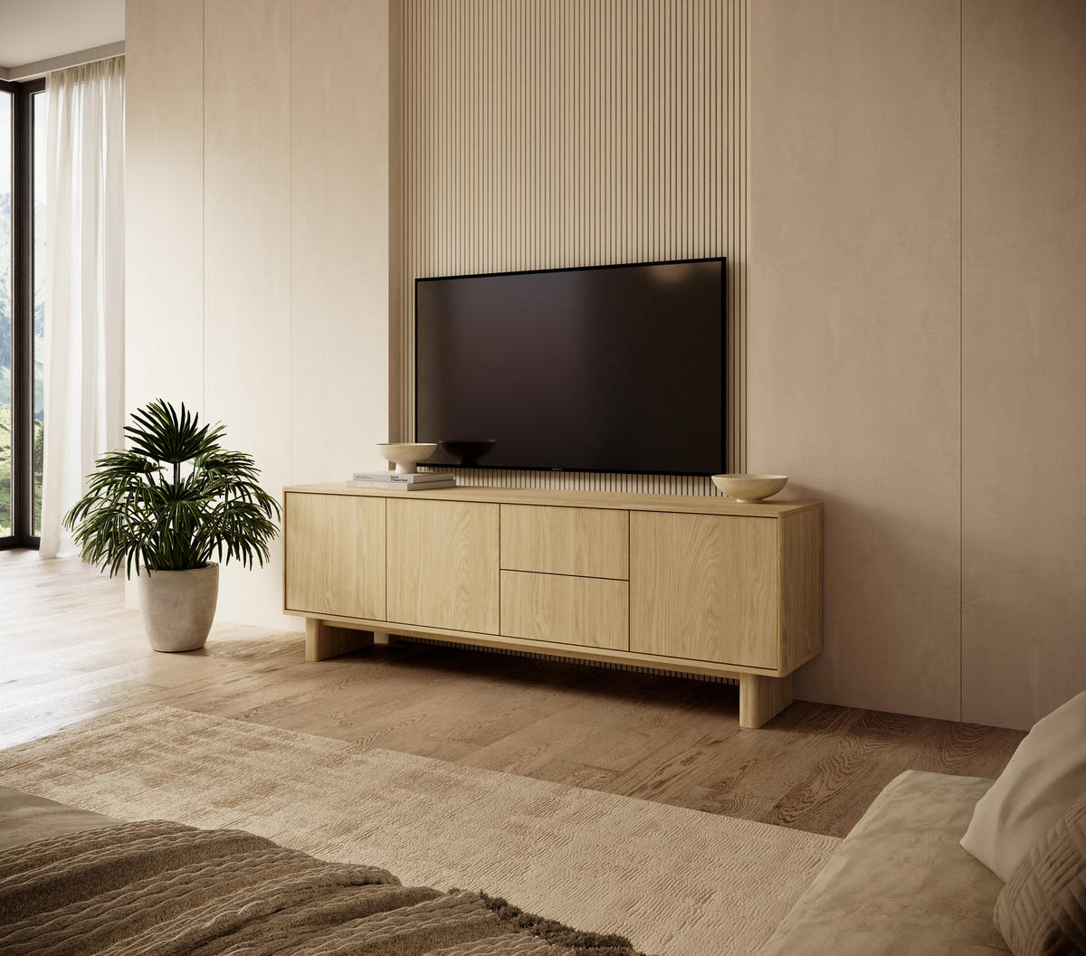 TV-SCHRANK: geölte Eiche, 183,3 x 61,7 x 38,1 cm - Eichefarben, Holzwerkstoff (183.3/61.7/38.1cm) - 3XE LIVING