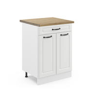 KÜCHENUNTERSCHRANK R-Line Weiß Landhaus 60 cm mit Schublade, AP Eiche - Weiß, Holzwerkstoff (60/81.6/60cm) - Vicco