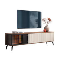 TV-SCHRANK dreitürig VIVIN mit geriffelte Front - Nussbaumfarben, Holzwerkstoff (180/50/39cm) - Compleo24