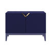SIDEBOARD Demi 2D Long, Marinblau-Gold, Mit Gefrästen Fronten, Massive Buche - Dunkelblau, Holz/Holzwerkstoff (100.5/70/42cm) - Visby
