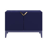 SIDEBOARD Demi 2D Long, Marinblau-Gold, Mit Gefrästen Fronten, Massive Buche - Dunkelblau, Holz/Holzwerkstoff (100.5/70/42cm) - Visby