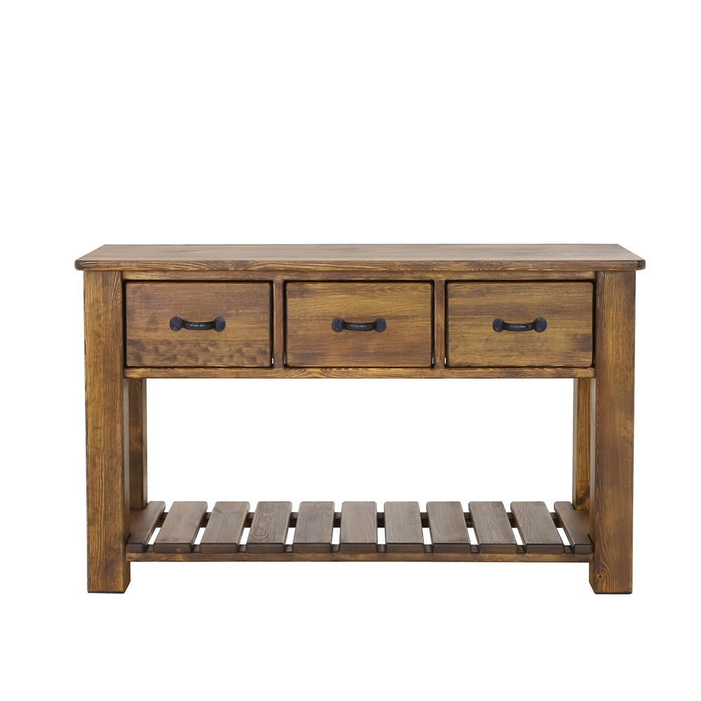 KONSOLENTISCH aus Massivholz Rustyk - Dunkelbraun/Schwarz, Holz (42/78/130cm) - Seart